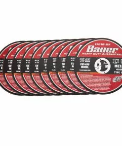 BAUER 4-1/2 in. x 1/16 in. x 7/8 in. Type 1/41 Metal Cut-off Wheel 10 Pk. -Electrical Tools Shop 64024 W1