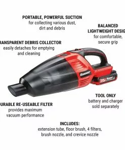 BAUER 20v Cordless Hand Vacuum with Floor and Crevice Tools – Tool Only -Electrical Tools Shop 64148 W2