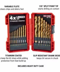BAUER Titanium Drill Bit Set, 17 Pc. -Electrical Tools Shop 64198 W2