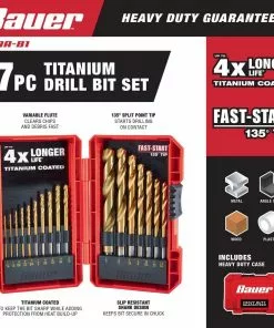 BAUER Titanium Drill Bit Set, 17 Pc. -Electrical Tools Shop 64198 W5