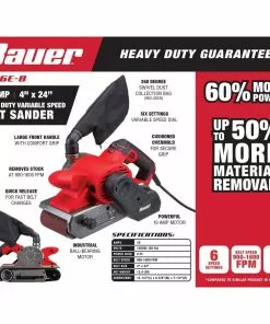 BAUER 10 Amp 4 in. x 24 in. Variable Speed Belt Sander -Electrical Tools Shop 64530 W7