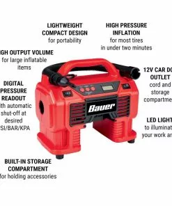 BAUER 20V Cordless Dual Power 0-160 PSI Inflator/Deflator - Tool Only 20 BAUER 20V Cordless Dual Power 0-160 PSI Inflator/Deflator - Tool Only -Electrical Tools Shop 64533 W2