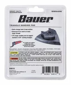 BAUER Universal Fit Triangle Sanding Pad for Oscillating Multi-tools with Hook & Loop -Electrical Tools Shop 64610 W6