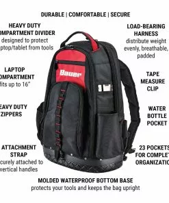 BAUER Heavy Duty Jobsite Backpack -Electrical Tools Shop 64662 W2