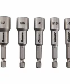 BAUER 5 Pc SAE Impact Rated Magnetic Nut Setter Set - 2-9/16 in. Long