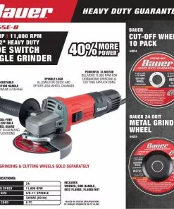 BAUER 7 Amp 4-1/2 in. Slide Switch Angle Grinder 14 BAUER 7 Amp 4-1/2 in. Slide Switch Angle Grinder -Electrical Tools Shop 64856 W10