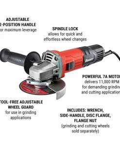 BAUER 7 Amp 4-1/2 in. Slide Switch Angle Grinder 13 BAUER 7 Amp 4-1/2 in. Slide Switch Angle Grinder -Electrical Tools Shop 64856 W2