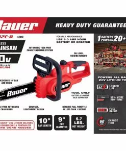BAUER 20V Cordless Chainsaw – Tool Only -Electrical Tools Shop 64940 W2 2