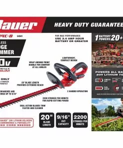 BAUER 20V Cordless Hedge Trimmer – Tool Only 21 BAUER 20V Cordless Hedge Trimmer – Tool Only -Electrical Tools Shop 64941 W2