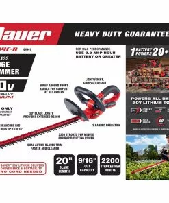 BAUER 20V Cordless Hedge Trimmer – Tool Only 20 BAUER 20V Cordless Hedge Trimmer – Tool Only -Electrical Tools Shop 64941 W2 1