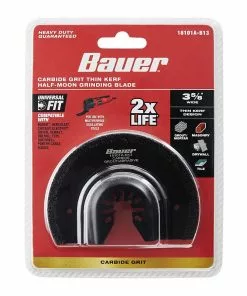 BAUER 3-5/8 in. Carbide Grit Thin Kerf Half Moon Grinding Blade for Oscillating Multi-tools -Electrical Tools Shop 64953 W5