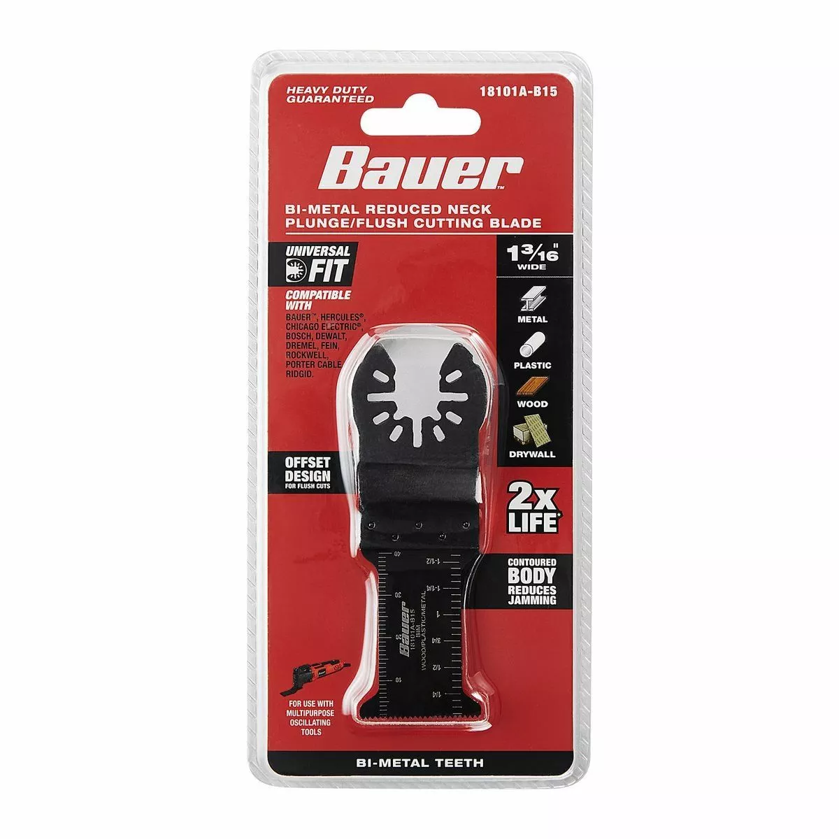 BAUER 1-3/16 in. Bi-Metal Reduced Shank Plunge/Flush Cutting Blade for Oscillating Multi-tools 3 BAUER 1-3/16 in. Bi-Metal Reduced Shank Plunge/Flush Cutting Blade for Oscillating Multi-tools - Image 3