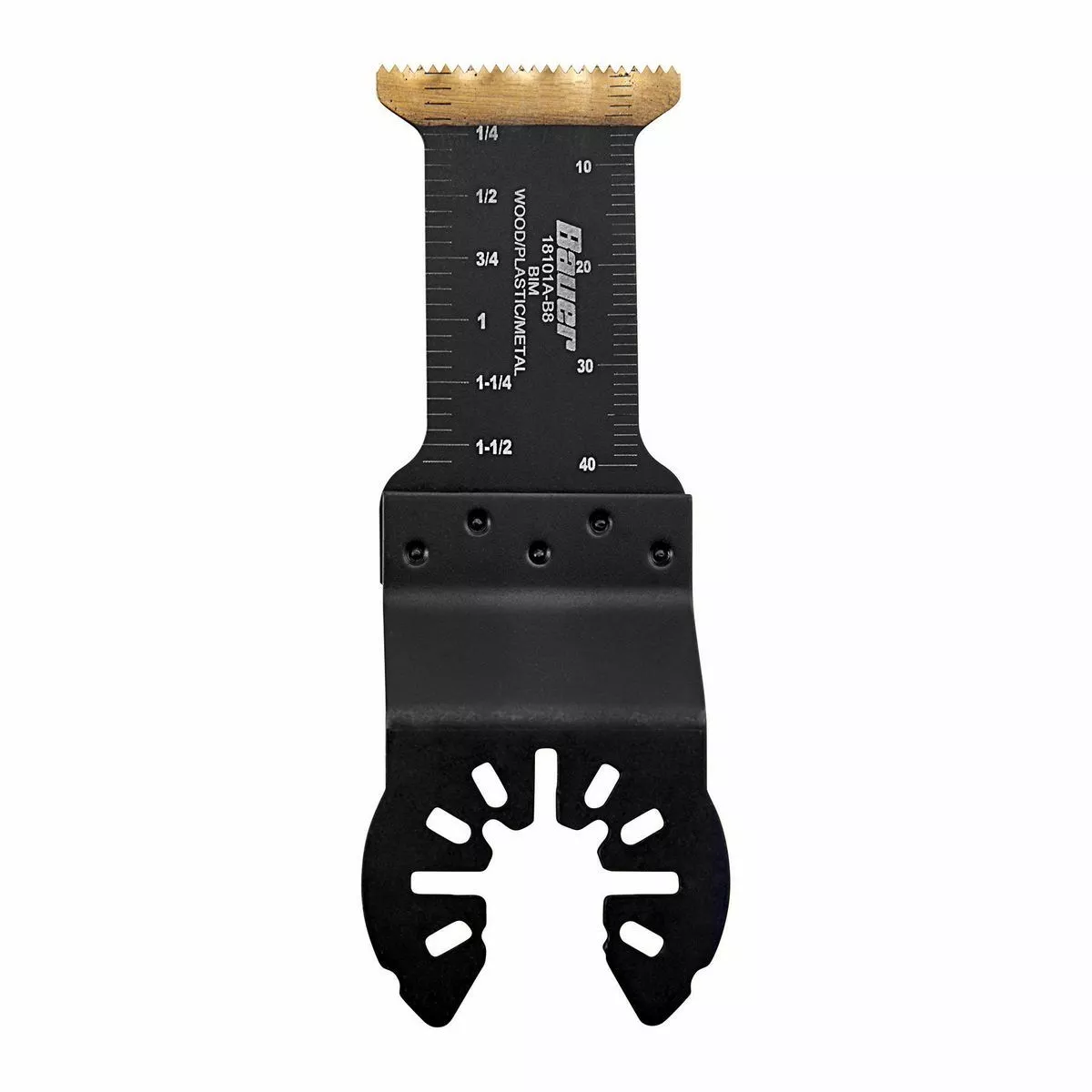 BAUER 1-3/16 in. Bi-Metal Reduced Shank Titanium Plunge/Flush Cutting Blade for Oscillating Multi-tools 1 BAUER 1-3/16 in. Bi-Metal Reduced Shank Titanium Plunge/Flush Cutting Blade for Oscillating Multi-tools