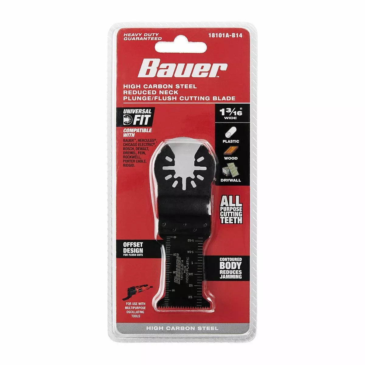 BAUER 1-3/16 in. High Carbon Steel Reduced Shank Plunge/Flush Cutting Blade for Oscillating Multi-tools 3 BAUER 1-3/16 in. High Carbon Steel Reduced Shank Plunge/Flush Cutting Blade for Oscillating Multi-tools - Image 3