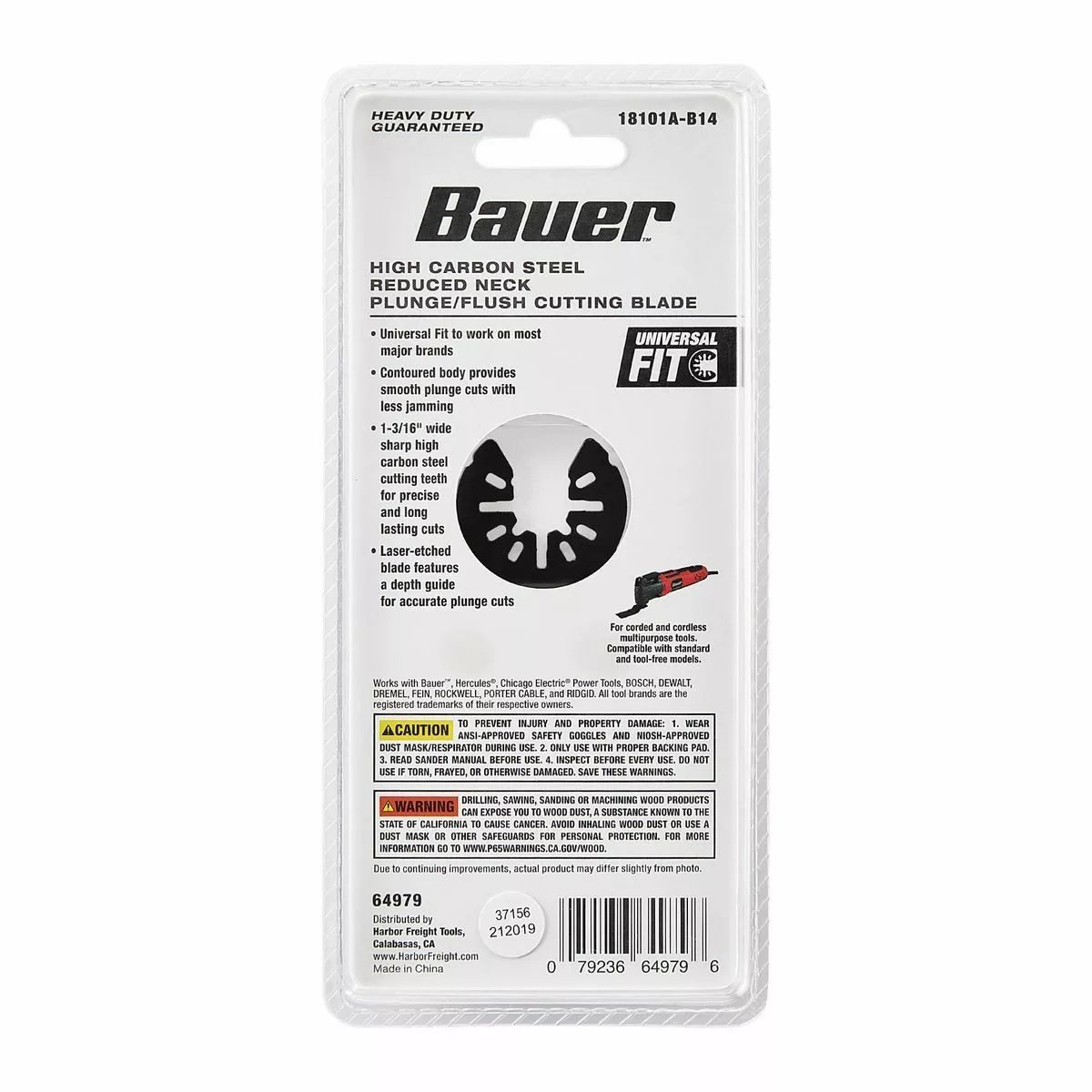 BAUER 1-3/16 in. High Carbon Steel Reduced Shank Plunge/Flush Cutting Blade for Oscillating Multi-tools 4 BAUER 1-3/16 in. High Carbon Steel Reduced Shank Plunge/Flush Cutting Blade for Oscillating Multi-tools - Image 4