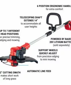 BAUER 20v Lithium-Ion Cordless String Trimmer – Tool Only -Electrical Tools Shop 64995 W2